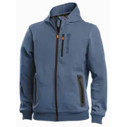 Front view of a Husqvarna branded hoodie with zippered pockets.