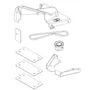 Illustration of various mechanical components, including brackets, a belt, and a pulley.