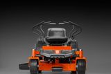 Front view of a Husqvarna zero-turn mower with dual steering levers.
