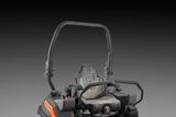 Rear view of a Husqvarna ride-on mower seat with roll-over protection bar.