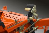 Close-up view of mechanical components and levers on a machine.