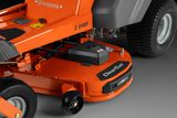 Close-up of a Husqvarna Z 248F mower deck with ClearCut technology.