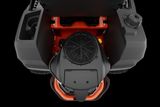 Top view of a Husqvarna ride-on mower showcasing the engine compartment.