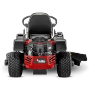 Front view of a RedMax ride-on mower showcasing its engine and cutting deck.