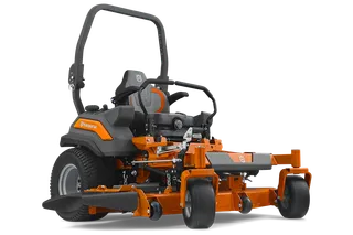 Front view of a Husqvarna commercial front mower with cutting deck.