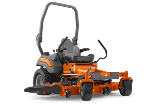 Side view of a Husqvarna commercial front mower with cutting deck.