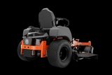 Rear view of a Husqvarna commercial front mower with cutting deck.