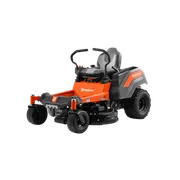 Side view of a Husqvarna zero-turn ride-on mower with cutting deck.