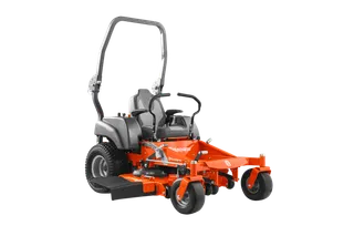 Front view of a Husqvarna commercial front mower with cutting deck.