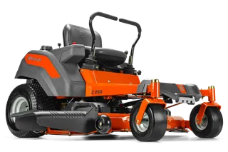 Side view of a Husqvarna zero-turn mower with cutting deck.