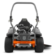 Front view of a Husqvarna commercial front mower with cutting deck.