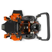 Top view of a commercial front mower with visible engine and control panel.