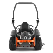Rear view of a Husqvarna commercial front mower with cutting deck.