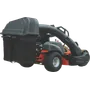 Rear view of a commercial front mower with grass collection system.