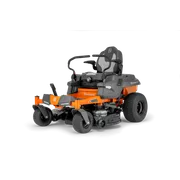 Side view of a Husqvarna ride-on mower with cutting deck.