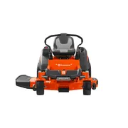 Front view of a Husqvarna ride-on mower with visible cutting deck.