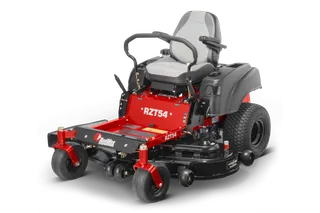 Front view of a RedMax RZT54 zero-turn mower with cutting deck.