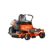 Side view of a Husqvarna zero-turn mower with cutting deck.