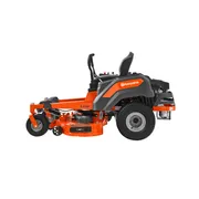 Side view of a Husqvarna zero-turn ride-on mower.