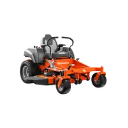 Side view of a Husqvarna zero-turn mower with dual steering levers.