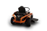 Rear view of a Husqvarna commercial front mower with cutting deck.