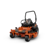 Front view of a Husqvarna zero-turn ride-on mower.