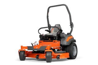 Front view of a Husqvarna commercial front mower with cutting deck.