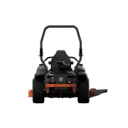 Rear view of a Husqvarna commercial front mower with cutting deck.