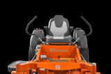 Front view of a Husqvarna ride-on mower showcasing the seat and control handles.