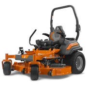Front view of a Husqvarna commercial front mower with cutting deck.