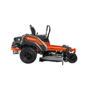 Side view of a Husqvarna zero-turn mower showcasing its design and cutting deck.