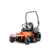Front view of a Husqvarna zero-turn mower with a roll-over protection system.