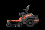 Side view of a Husqvarna zero-turn lawn mower.