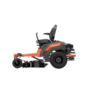 Side view of a Husqvarna zero-turn lawn mower.