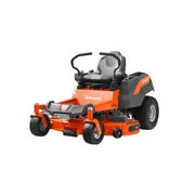 Side view of a Husqvarna zero-turn ride-on mower.
