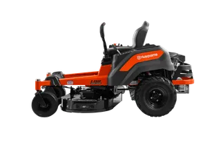 Side view of a Husqvarna zero-turn mower with visible cutting deck.