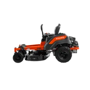 Side view of a Husqvarna zero-turn mower with visible cutting deck.