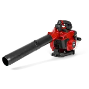 Side view of a handheld leaf blower with ergonomic handle and nozzle.
