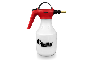 Front view of a RedMax spray bottle with a brass nozzle and ergonomic handle.