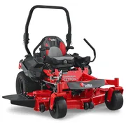 Front view of a RedMax commercial zero-turn mower with cutting deck.