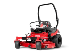 Side view of a RedMax commercial zero-turn mower with cutting deck.