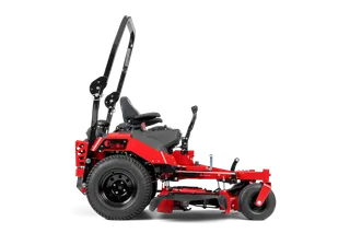 Side view of a commercial ride-on mower with cutting deck.