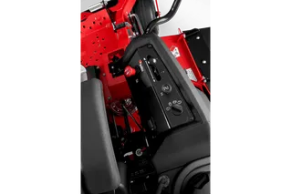 Close-up view of a control panel on a commercial mower.