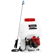 Front view of a Zenoh RSZ129EZ backpack sprayer with a long nozzle.