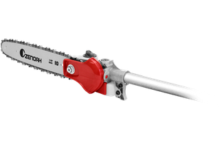 チェーンとバーが見えるZenohチェーンソーアタッチメントの側面図。
